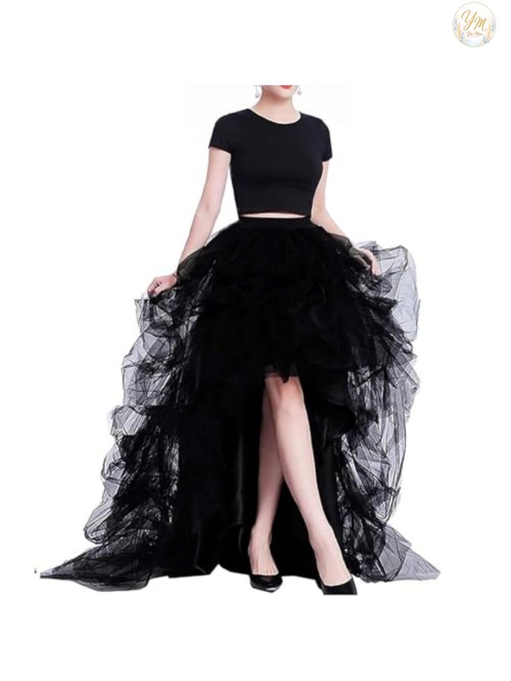 High Low Layered Tulle Floor Length Skirt